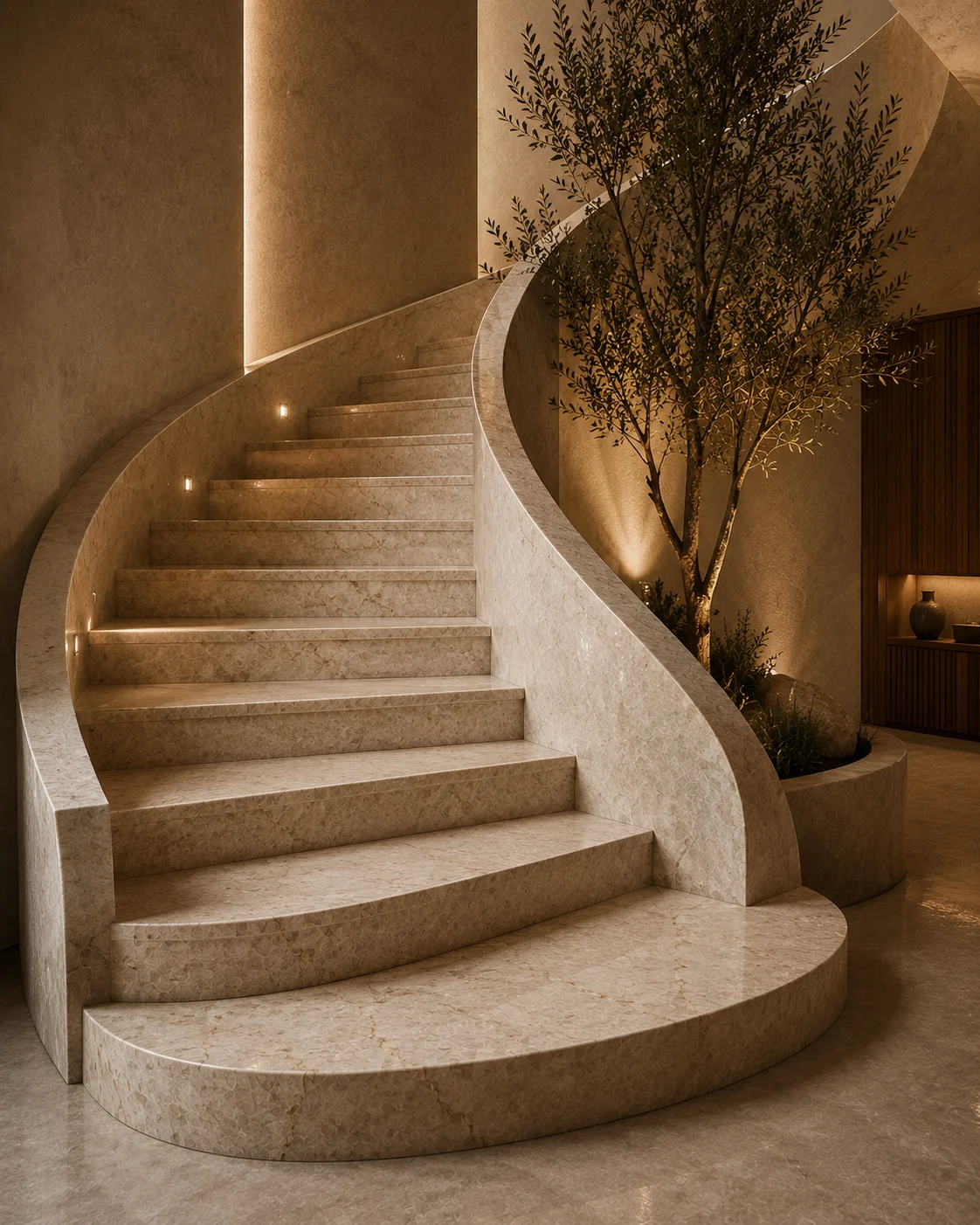 Curved Stone Stairs
